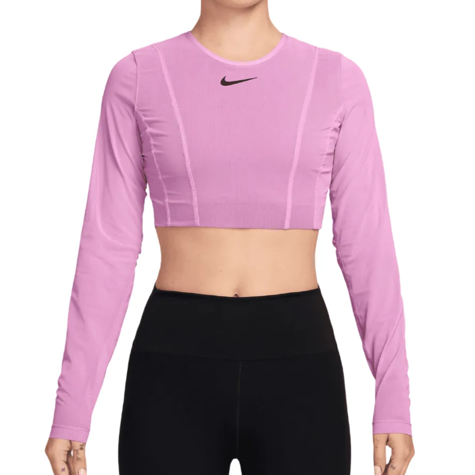 Лонгслив женский Nike Court Slam Long-Sleeve Cropped - Light Magenta/Black
