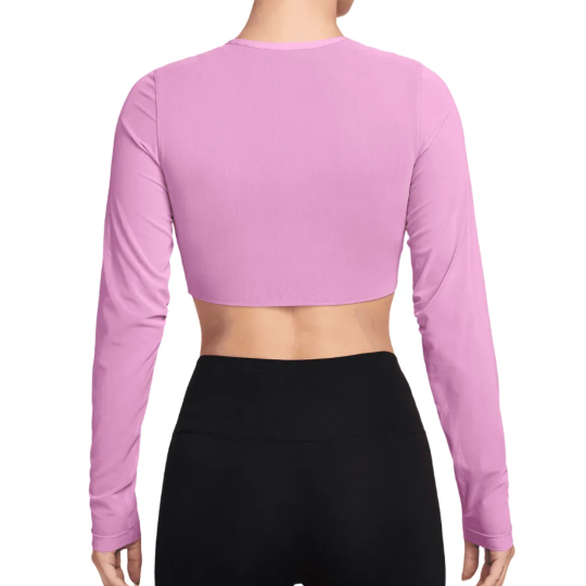 Лонгслив женский Nike Court Slam Long-Sleeve Cropped - Light Magenta/Black 2
