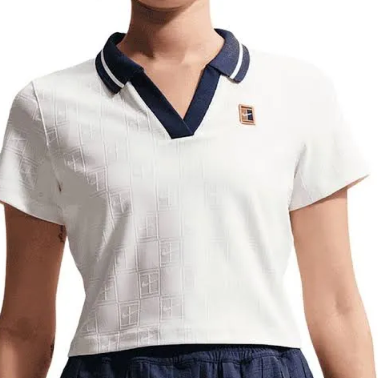 Поло женское Nike Cropped Tennis Polo - Sail/Midnight Navy